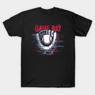 Glitchy Game Day Vibes Baseball T-Shirt